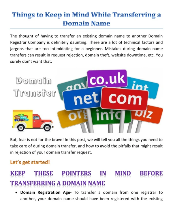 Things to Keep in Mind While Transferring a Domain Name