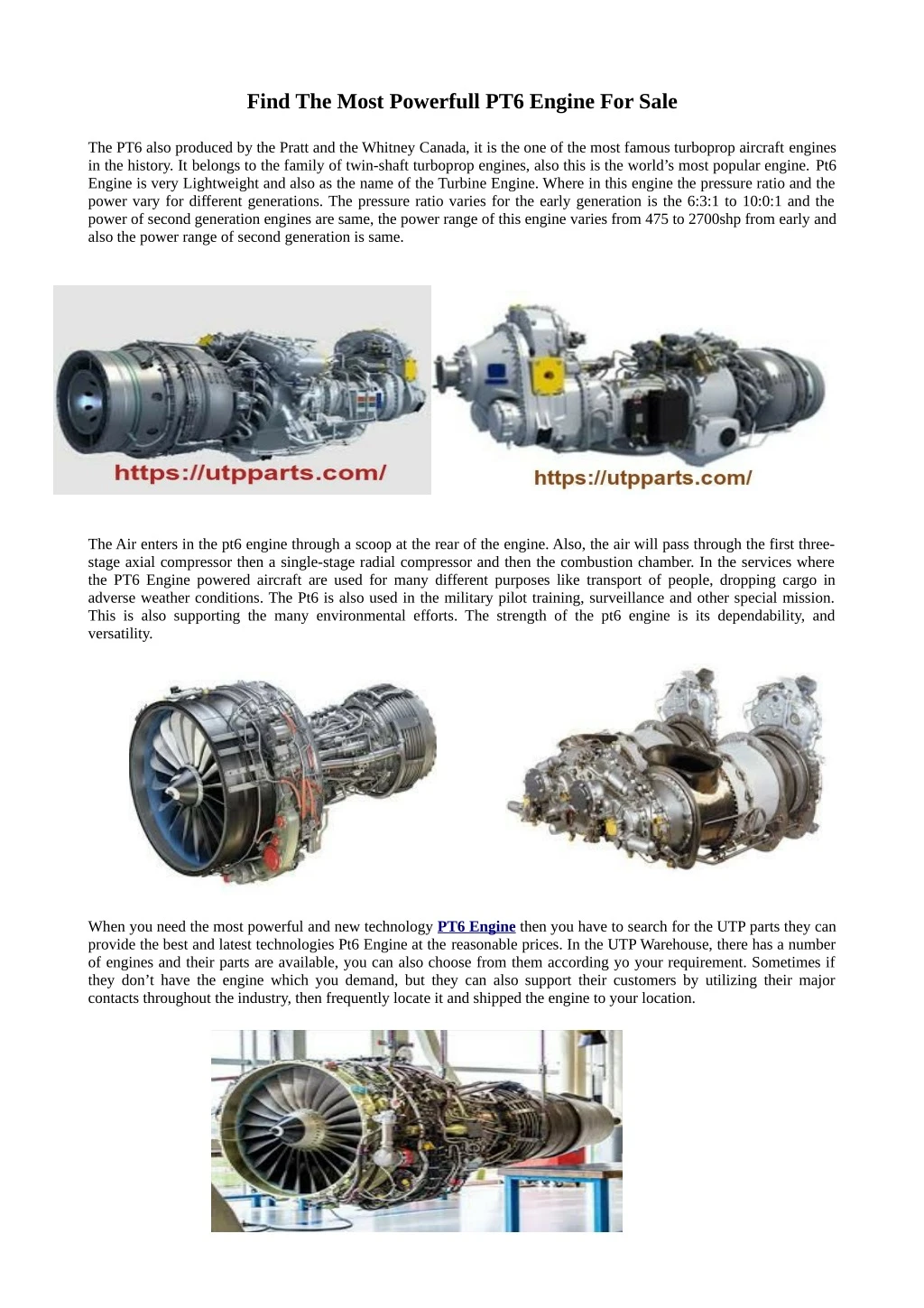 find the most powerfull pt6 engine for sale