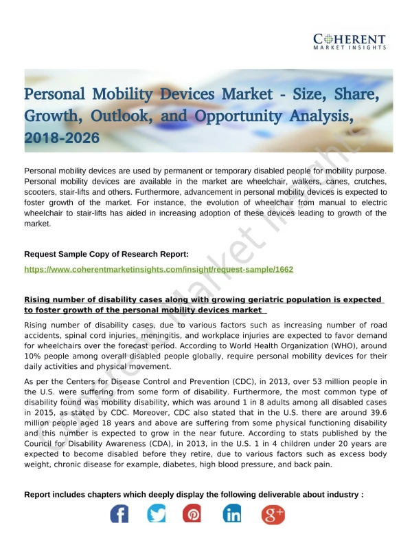 Personal Mobility Devices Market - Global Forecast to 2025
