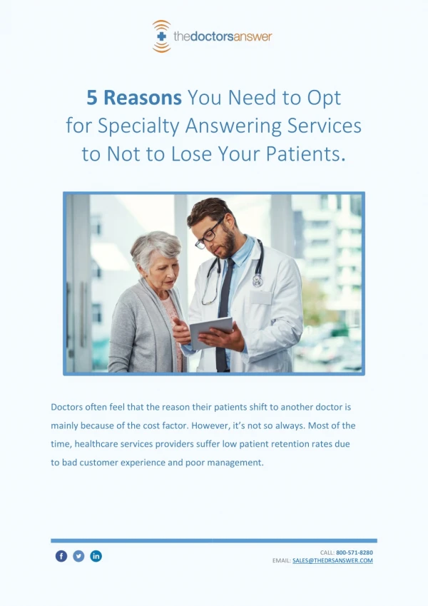 5 Reasons You Need to Opt for Specialty Answering Service to Not to Lose Your Patients