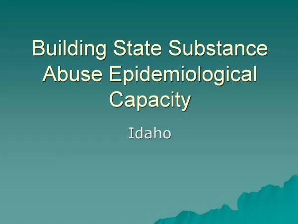 Building State Substance Abuse Epidemiological Capacity