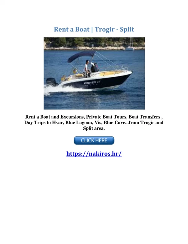 Rent a Boat | Trogir - Split