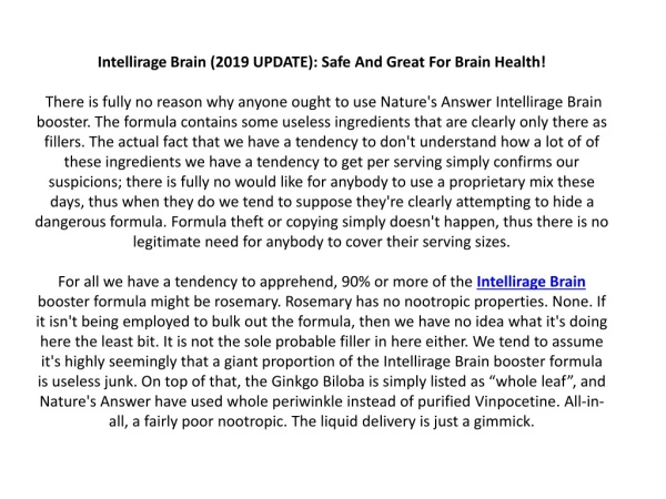 Intellirage Brain (2019 UPDATE): Safe And Great For Brain Health!