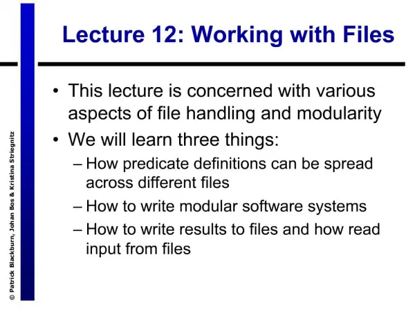 Lecture 12: Working with Files