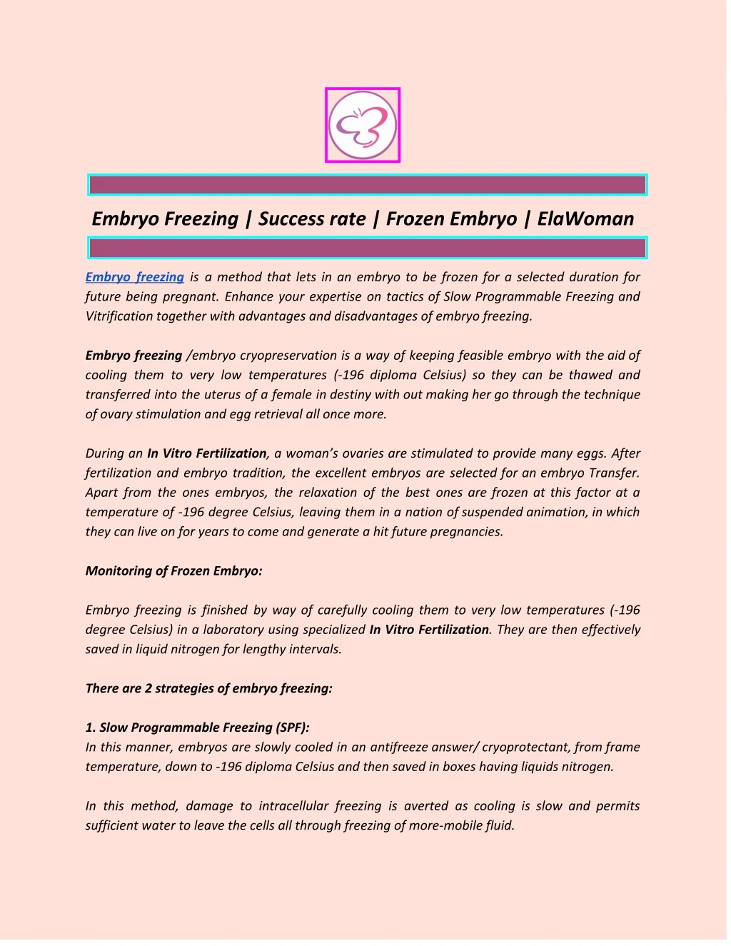 embryo freezing success rate frozen embryo