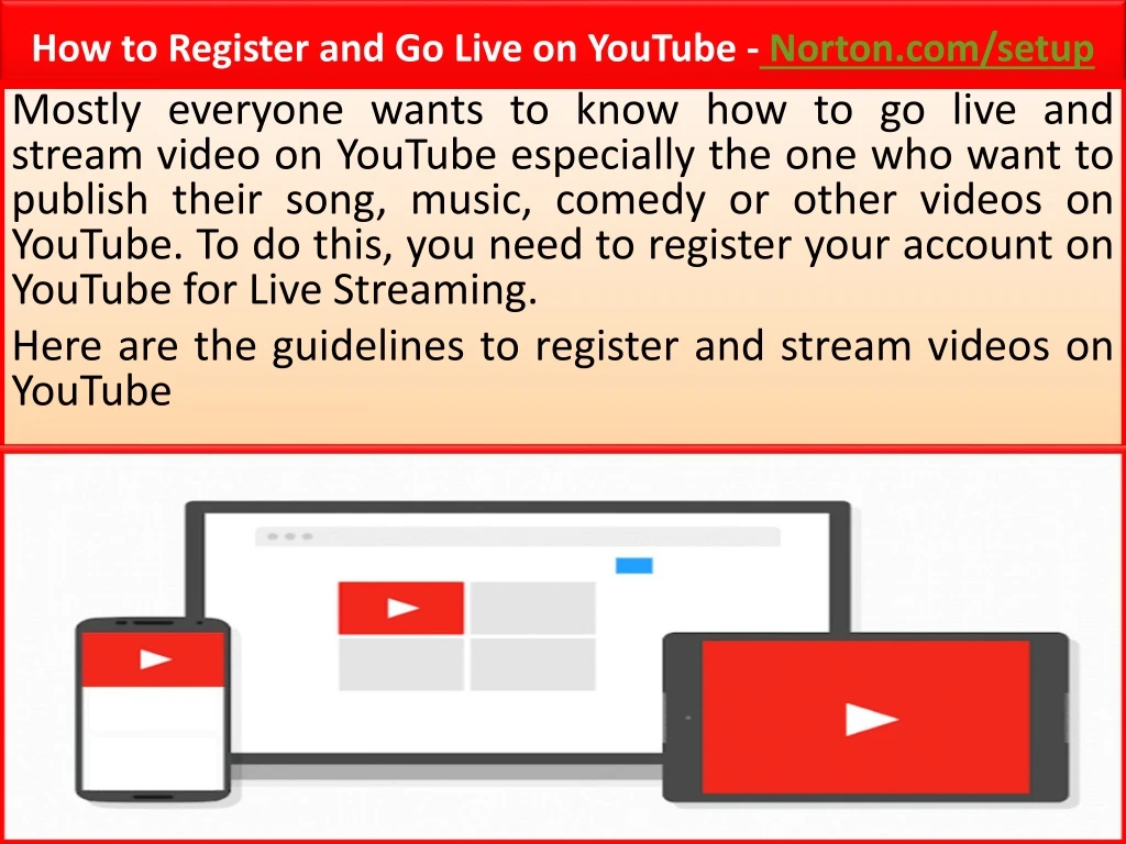 how to register and go live on youtube norton com setup