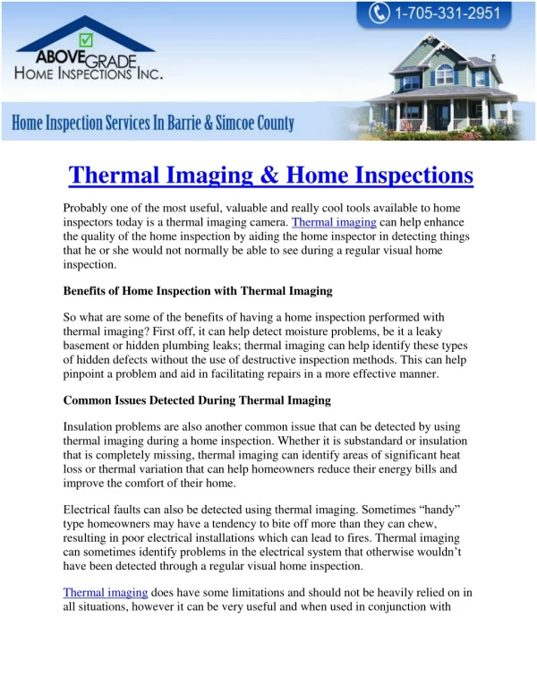 Thermal Imaging & Home Inspections - Abovegradehomeinspections.ca