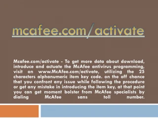 MCAFEE.COM/ACTIVATE- MCAFEE TECHNICAL SUPPORT - slide 1