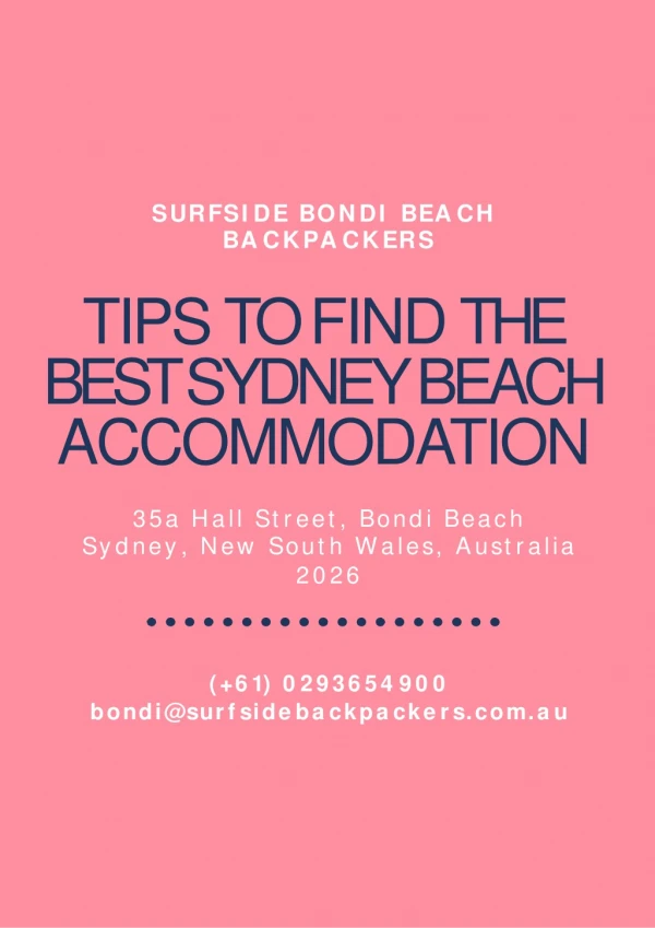 Tips to Find the Best Sydney Beach Accommodation