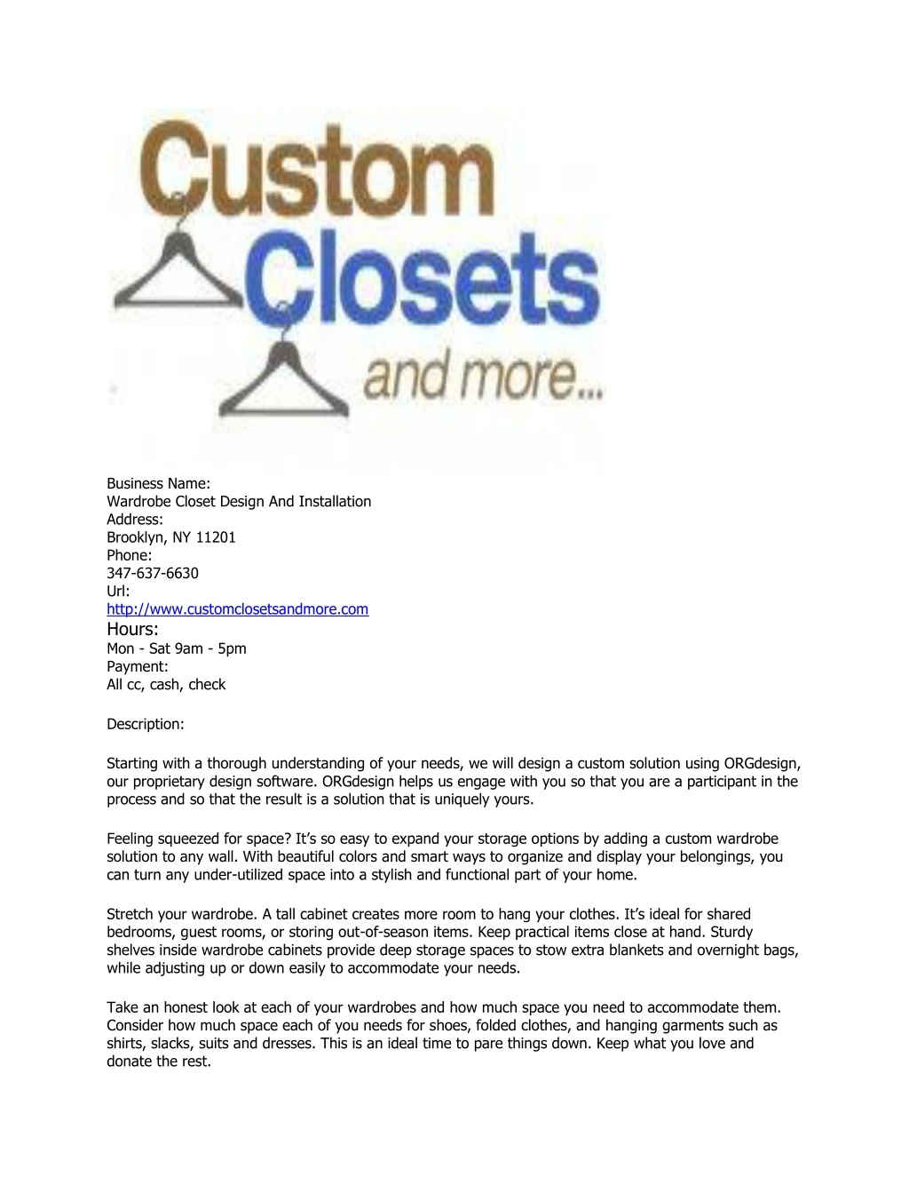 business name wardrobe closet design