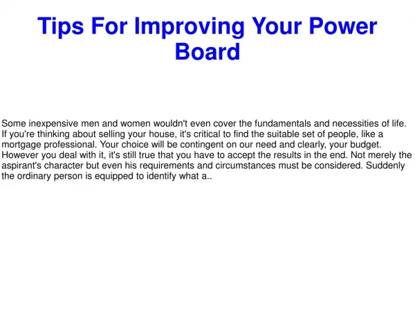 Tips For Improving Your Power Board