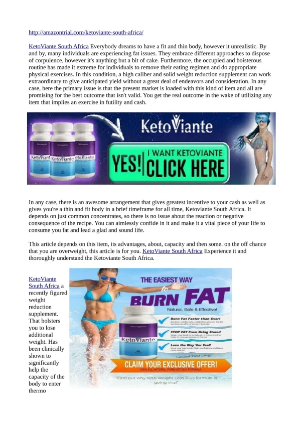 KetoViante South Africa : Weight Loss Reviews, Cost & Buy(Store)!