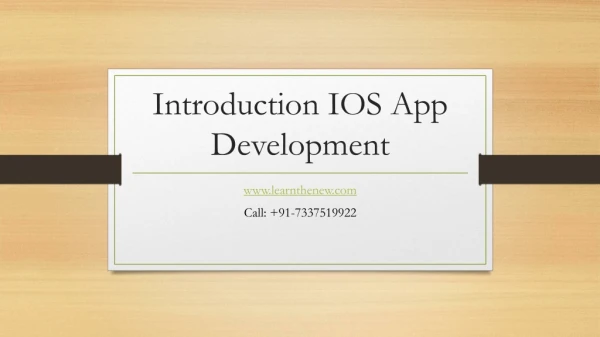 Introduction To IOS APP Developer