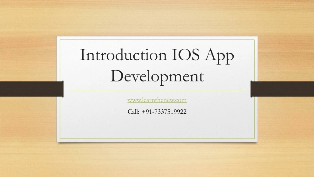 introduction ios app development