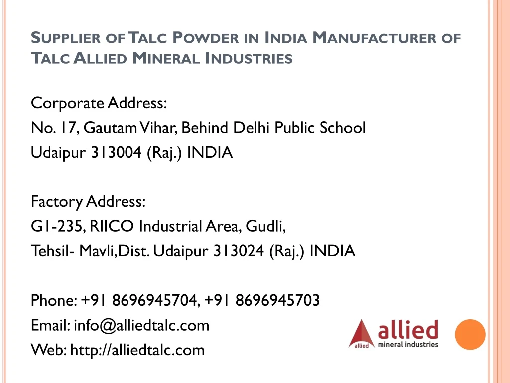 supplier of talc powder in india manufacturer of talc allied mineral industries