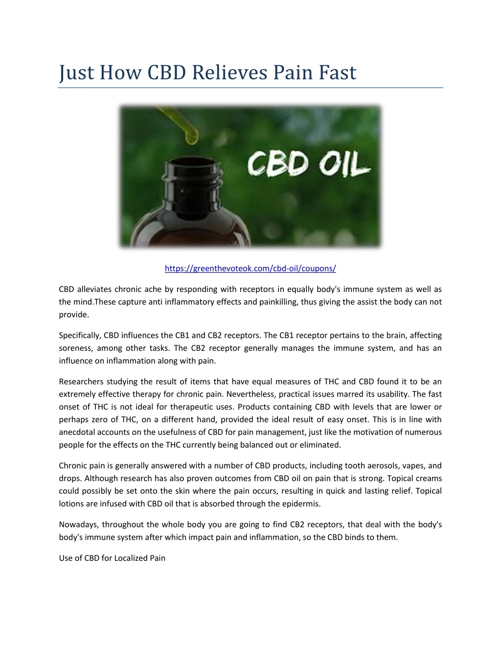 just how cbd relieves pain fast
