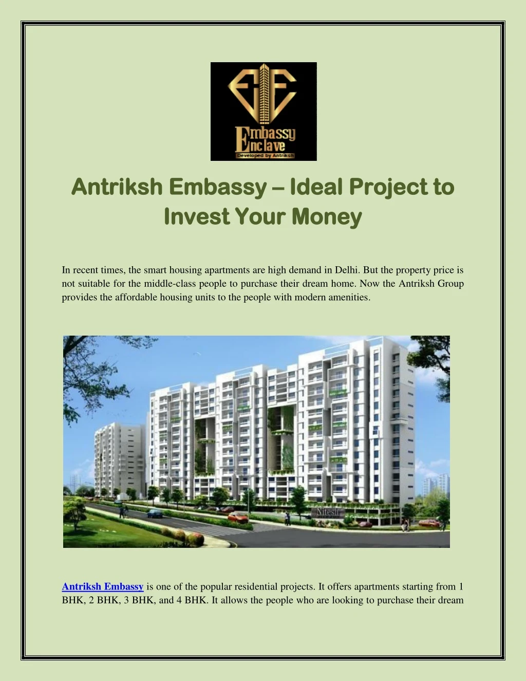 antriksh embassy antriksh embassy ideal project