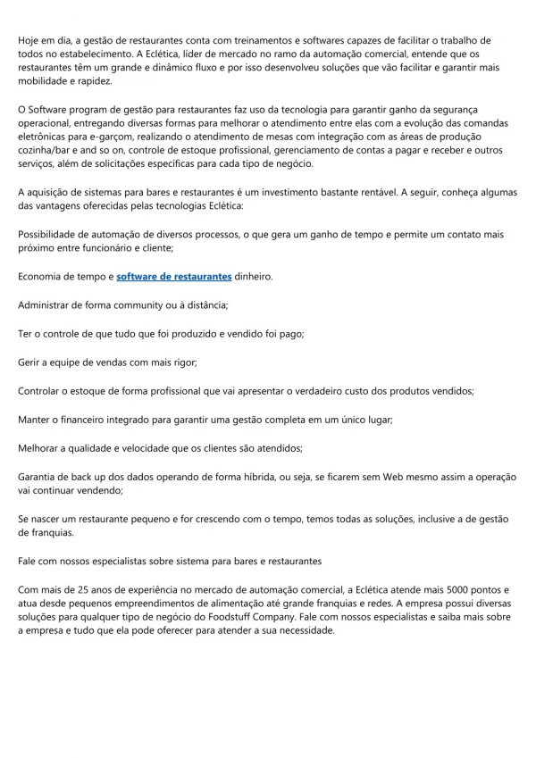 hoje em dia a gest o de restaurantes conta