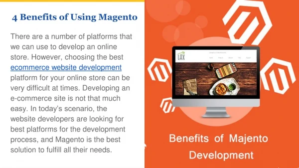4 Benefits of using Magento for e-Commmerce Web Development