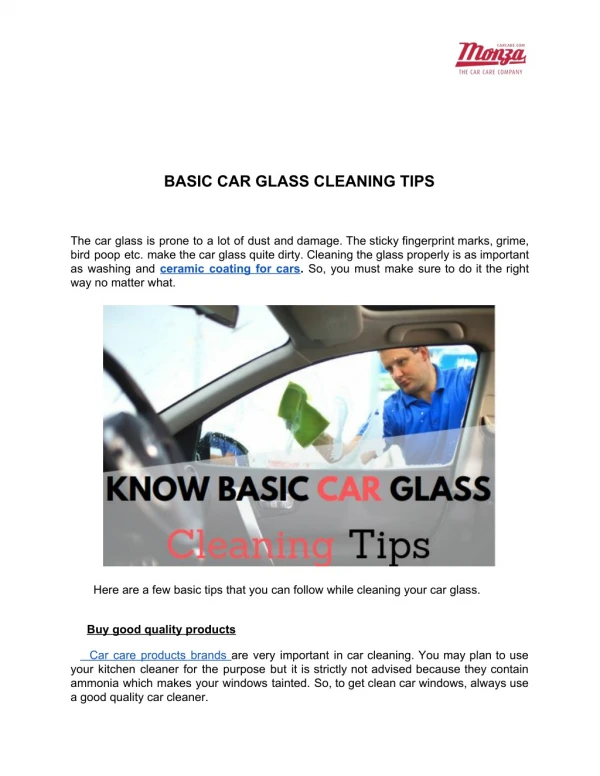 BASIC CAR GLASS CLEANING TIPS