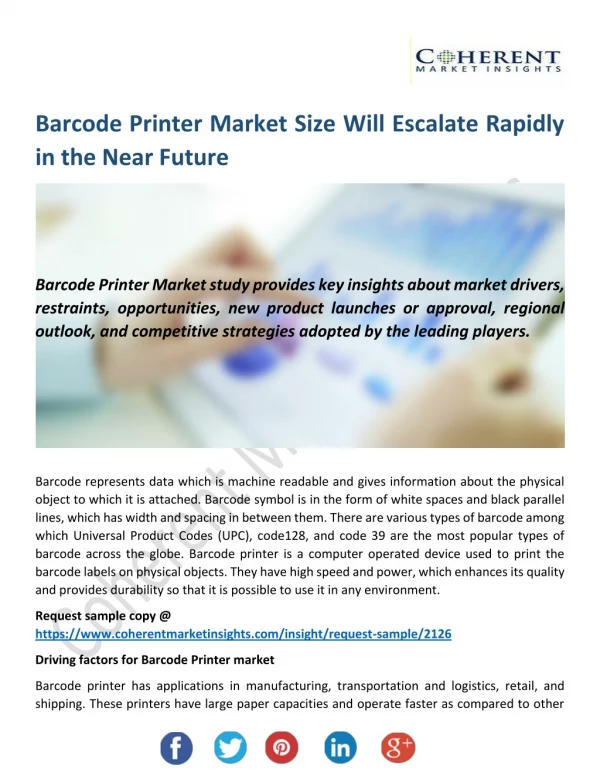 Barcode Printer Market to Incur Meteoric Growth During 2018-2026