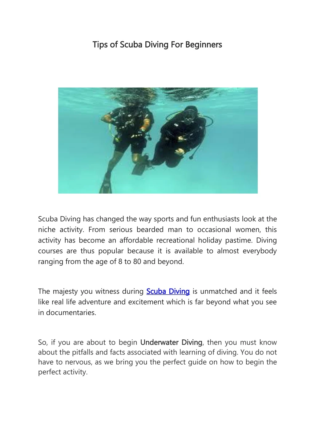 tips of scuba diving for beginners tips of scuba