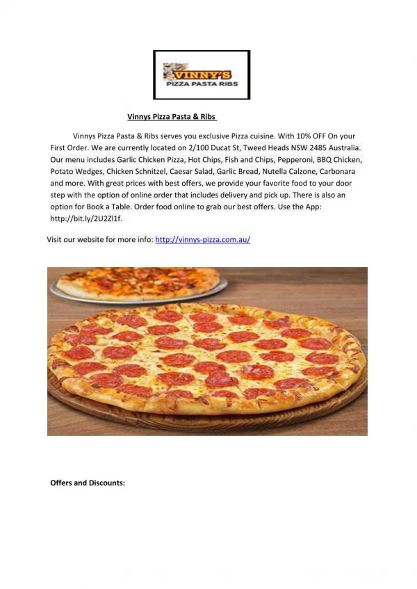 Vinnys Pizza Pasta & Ribs-Tweed Heads - Order Food Online