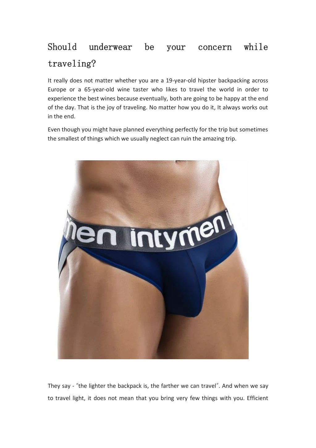 should should underwear be your concern while