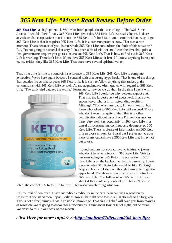 365 Keto Life: Warnings, Benefits & Side Effects!