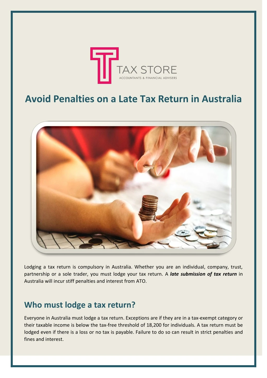 avoid penalties on a late tax return in australia