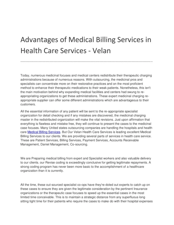 Medical Billing Services | Health Care Services