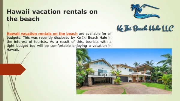 Hawaii vacation rentals on the beach