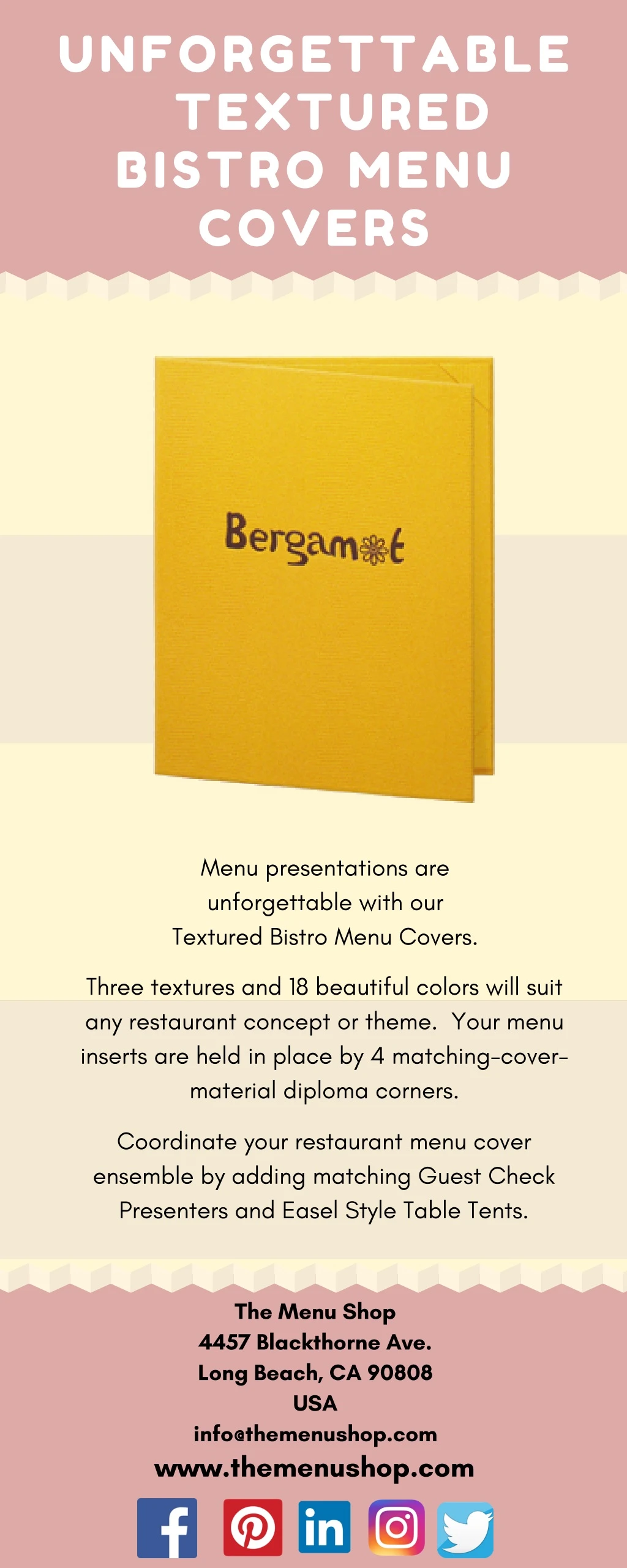 unforgettable textured bistro menu covers