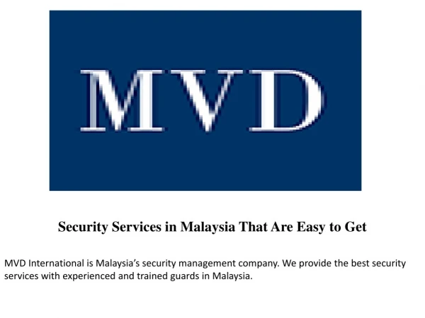 Security Services in Malaysia That Are Easy to Get