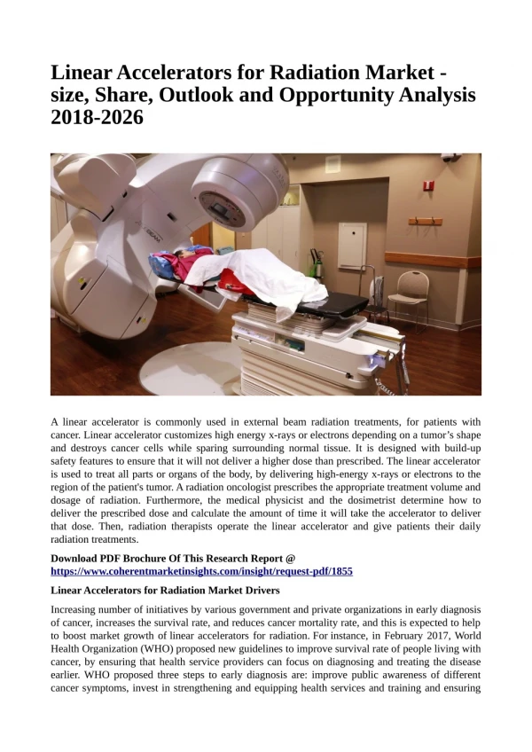 Linear Accelerators for Radiation Market - size, Share, Outlook and Opportunity Analysis 2018-2026