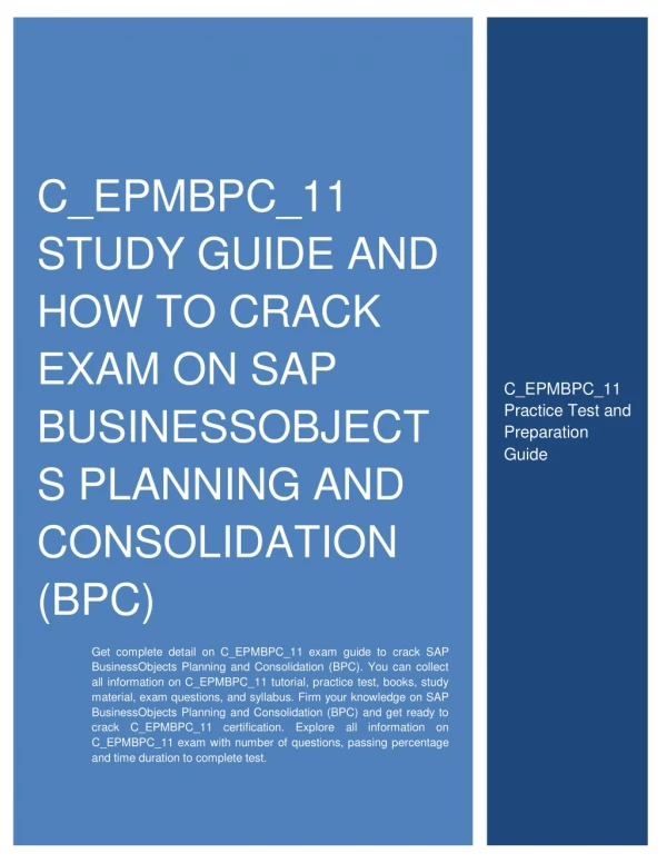 C_EPMBPC_11 Study Guide and How to Crack Exam on SAP BusinessObjects Planning and Consolidation (BPC)