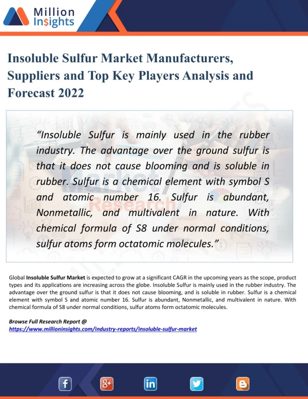 Insoluble Sulfur Market Share, Distributor Analysis and Development Trends 2022