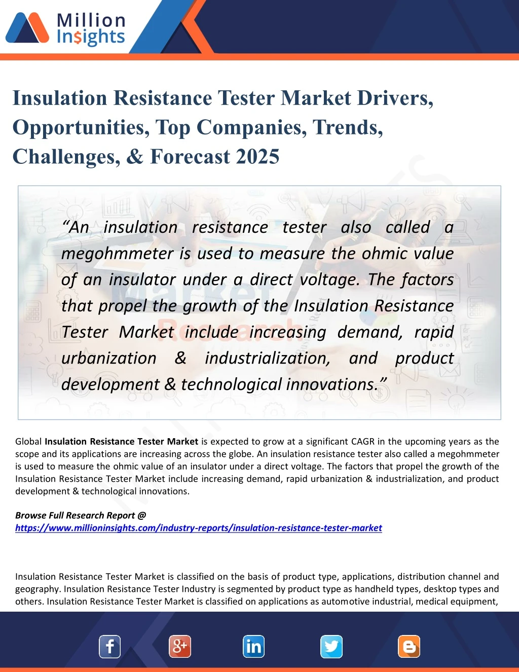 insulation resistance tester market drivers