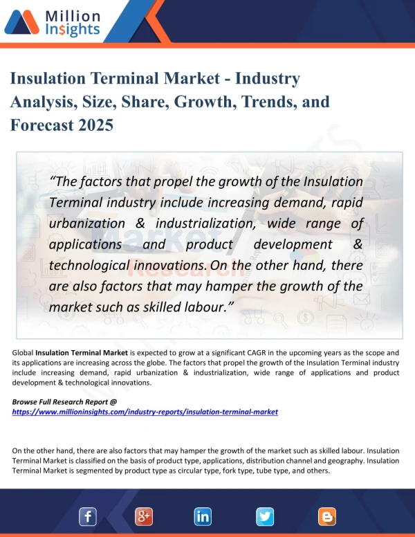 Insulation Terminal Market - Industry Demand, Segment, Statistics Report 2025