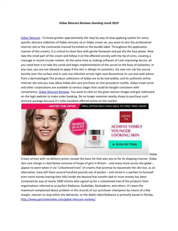 Gidae Skincare Skin Care Side Effect & Natural Beauty