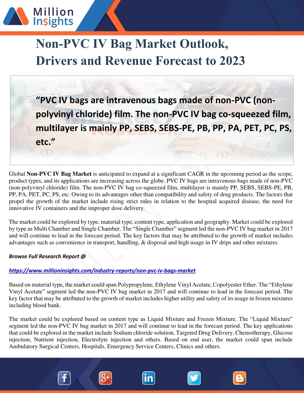 non pvc iv bag market outlook drivers and revenue