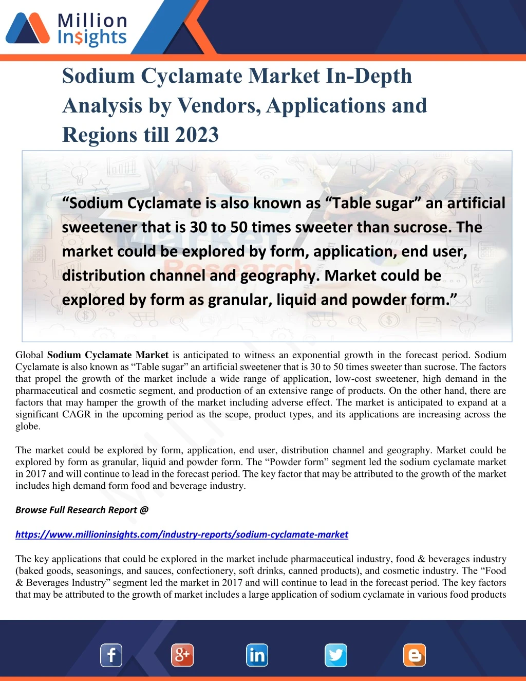 sodium cyclamate market in depth analysis