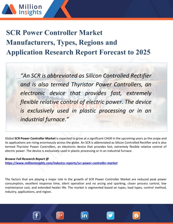 SCR Power Controller Market 2025 - Industry Overview, Segment, Type, Competition, Demand, Price