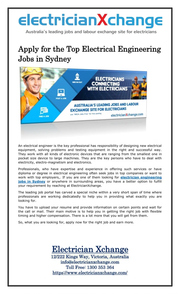 Apply for the Top Electrical Engineering Jobs in Sydney