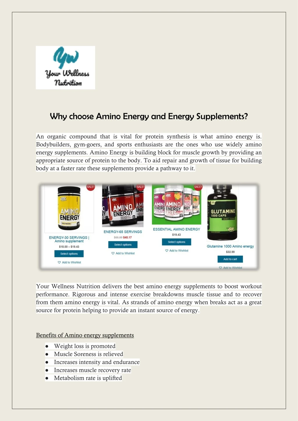 why choose amino energy and energy supplements