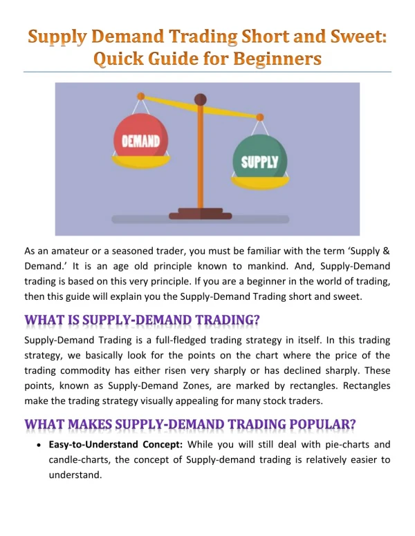 Supply Demand Trading Short and Sweet: Quick Guide for Beginners