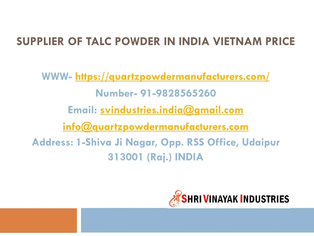 supplier of talc powder in india vietnam price