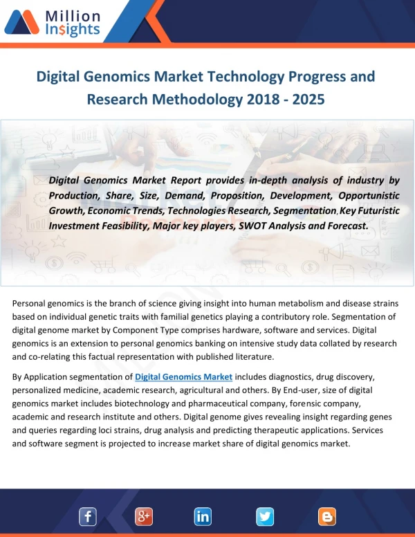 Digital Genomics Market Technology Progress and Research Methodology 2018 - 2025
