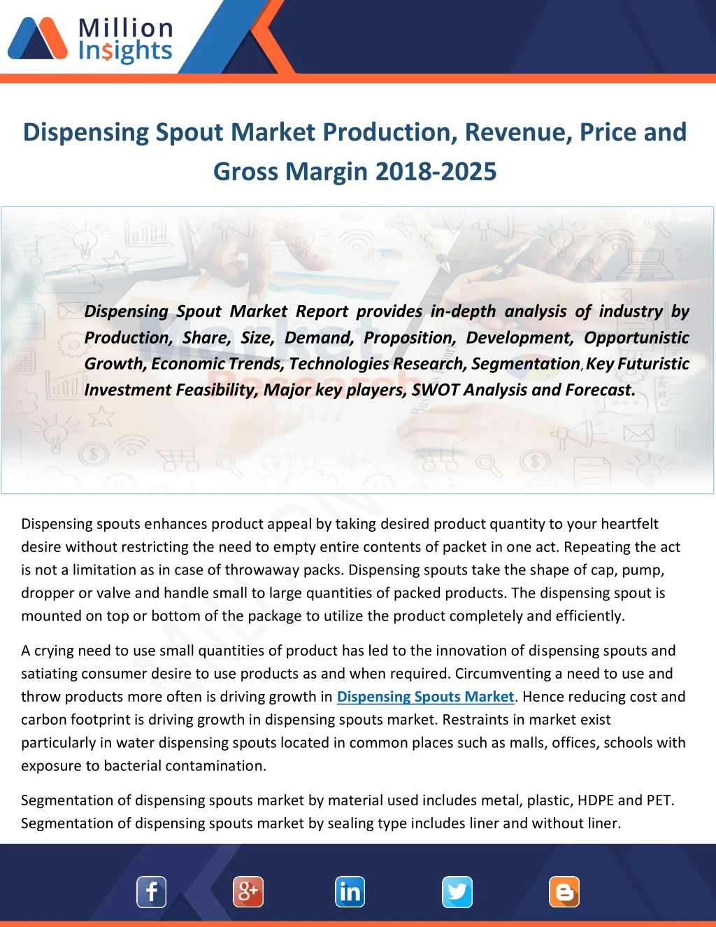 dispensing spout market production revenue price