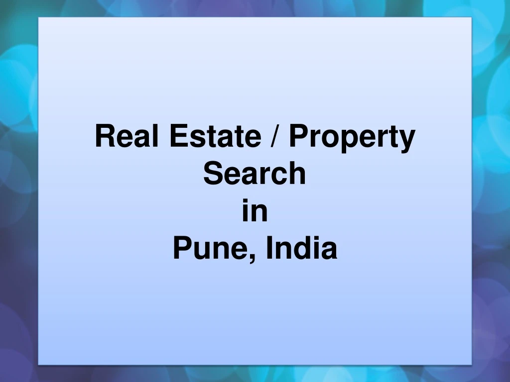 real estate property search in pune india